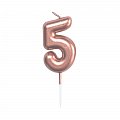 Svíčka dortová rose gold 5 cm číslo 5