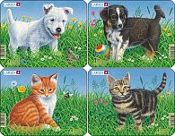 Puzzle MINI - Štěňátka + koťátka/6 dílků (4 druhy)
