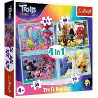 Trefl Puzzle Trollové 2 - Světové turné 4v1 (35,48,54,70 dílků)