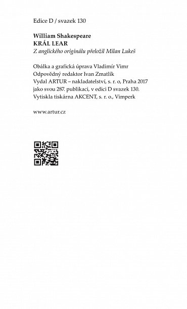 Náhled Král Lear, 1.  vydání