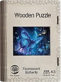 Dřevěné puzzle/Fluorescentní motýl A3