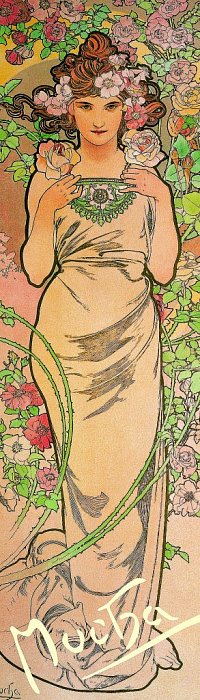 Záložka Alfons Mucha – Růže