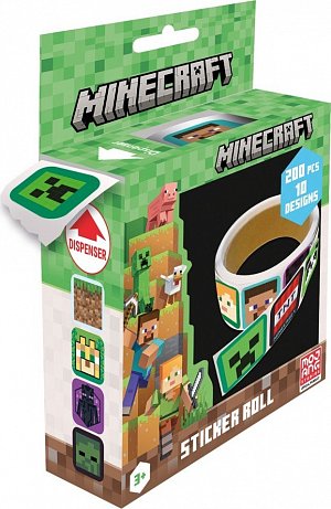 Minecraft samolepky kotouč 200 ks