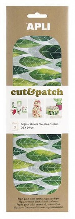 APLI Cut&Patch papír 30 x 50 cm - Listy zelené 3 ks