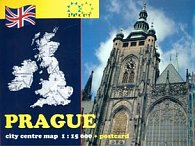 Prague city centre map 1 : 15 000 + postcard