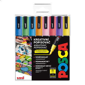 Posca sada popisovačů PC-3M, 0,9 - 1,3 mm, třpytivé barvy (8 ks)