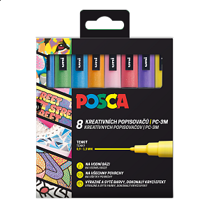 Posca sada popisovačů PC-3M, 0,9 - 1,3 mm, třpytivé barvy (8 ks)