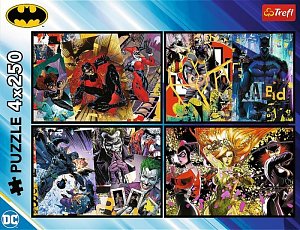 Puzzle Batman v akci/4x250 dílků