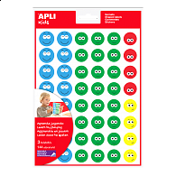 APLI samolepky smajlík, Ø 23 mm, Ø 20 mm, mix barev
