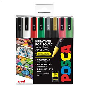 Posca sada popisovačů PC-3M, CHRISTMAS, 0,9 - 1,3 mm, mix vánočních barev (8 ks)