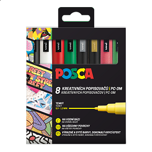 Posca sada popisovačů PC-3M, CHRISTMAS, 0,9 - 1,3 mm, mix vánočních barev (8 ks)