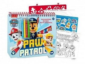 Blok + fixy 4ks se šablonami se samolepkami Paw Patrol/Tlapková patrola 22x20x2cm