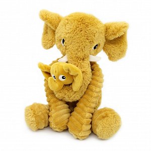 Ptipotos Plyšový slon Dimoitou hořčicový (máma s miminkem) 35 cm