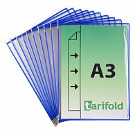 djois rámeček s kapsou a úchyty, A3, otevřené bokem, modré, 10 ks