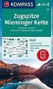 Zugspitze, Mieminger Kette, Ehrwald, Lermoos, Garmisch-Partenkirchen, Reutte 1:50 000 / turistická mapa KOMPASS 25