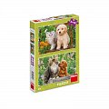 Puzzle Pejsek a kočička na zahradě 2 x 48 dílků
