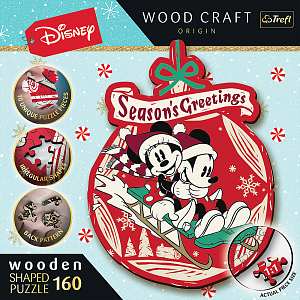 Puzzle Wood Craft Origin Vánoční dobrodružství Mickeyho a Minnie 160 dílků