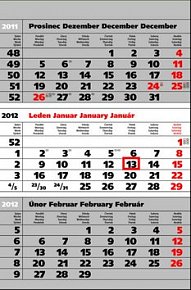 Kalendář nástěnný 2012 - Standard šedý 3měsíční, 27,7 x 43 cm
