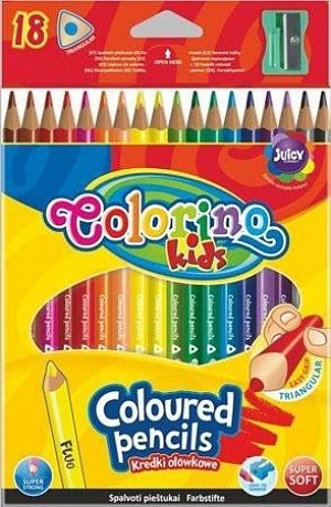 Colorino Pastelky trojhranné s ořezávátkem 18 barev