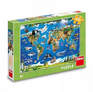 Puzzle XL Mapa zvířat 100 dílků