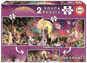 Puzzle Panorama Pohádkové víly 2x100 dílků