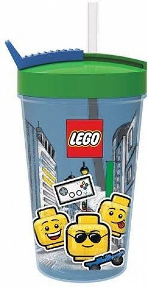 Kelímek s brčkem LEGO ICONIC Boy - modrá/zelená