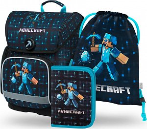 BAAGL 3 SET Ergo Minecraft Blue Axe: aktovka, penál, sáček