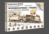 Wooden City Puzzle 3D Vlak + vagon, dřevěné
