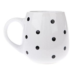 Hrnek keramický bílý s černými puntíky 520 ml