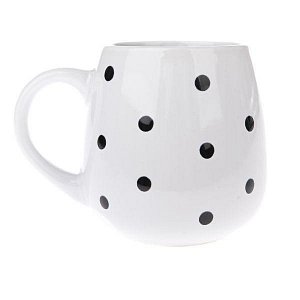 Hrnek keramický bílý s černými puntíky 520 ml