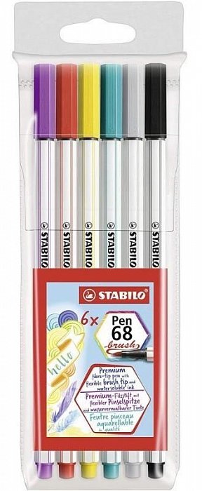 Fixa STABILO Pen 68 brush sada 6 ks v pouzdru PVC