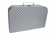 Kufřík šedý s bílými hvězdičkami 35 cm