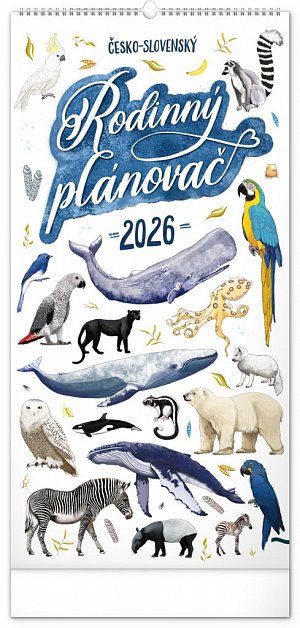 Kalendář 2026 nástěnný: Rodinný, plánovací TERIBEAR, 21 × 42 cm