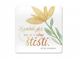 Korkový podtácek s citátem - Kamkoli jdeš, nes si s sebou štěstí
