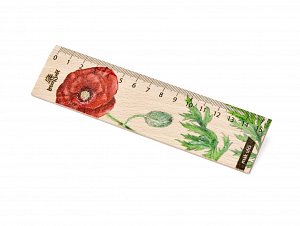 Dřevěné pravítko 15 cm - Vlčí mák