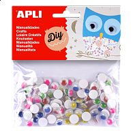 APLI MOVING EYES - oči kulaté, Ø 10 mm, samolepicí, mix barev