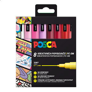 Posca sada popisovačů PC-3M, LOVE, 0,9 - 1,3 mm, mix teplých tónů (8 ks)