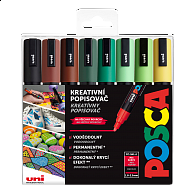 Posca sada popisovačů PC-5M, EARTH, 1,8 - 2,5 mm, mix zemitých tónů (8 ks)