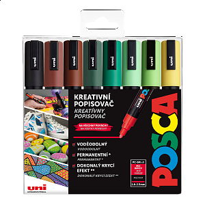 Posca sada popisovačů PC-5M, EARTH, 1,8 - 2,5 mm, mix zemitých tónů (8 ks)