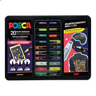 Posca sada popisovačů PC-1M/PC-3M/PC-5M, GROOVY, PC-1M: 6 ks, PC-3M: 7 ks, PC-5M: 7 ks, mix barev (20 ks)