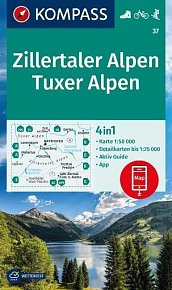 Zillertaler Alpen, Tuxer alpen 1:25 000 / turistická mapa KOMPASS 37