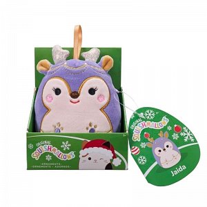 Squishmallows Vánoční ozdoba Sob s třpytivými parohy Jaida 10 cm