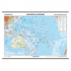 Austrálie a Oceánie - školní nástěnná zeměpisná mapa 1:13 mil./136x96 cm, 2.  vydání