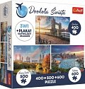 Puzzle Kolem světa: Londýn, New York a Sydney 400 + 500 + 600 dílků