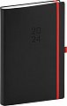 Diář 2024: Nox - černý/červený, denní, 15 × 21 cm