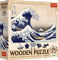 Dřevěné puzzle Art: Hokusai - Velká vlna Kanagawa 200 dílků