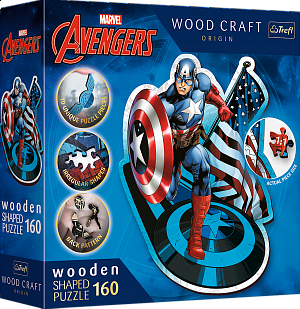 Puzzle Wood Craft Origin Neohrožený Kapitán Amerika 160 dílků