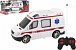 Auto RC ambulance plast 20cm na dálkové ovládání na baterie se světlem v krabici 28x13x11cm