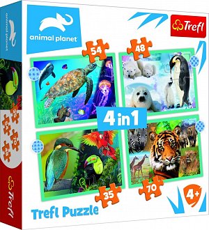 Trefl Puzzle Animal Planet: Záhadný svět zvířat 4v1 (35,48,54,70 dílků)