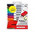 Kores K-MARKER SET 6+1 ks zdarma - sada popisovačů na bílé tabule a flipcharty s kulatým hrotem